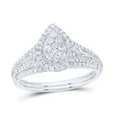 1/2CTW-DIA CN PEAR SINGLE HALO BRIDAL SET
